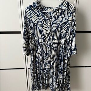 Navy and White Patterned Mini Dress